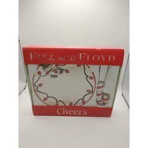 Fitz And Floyd Cheers Holiday Plate & Spreader Set - Snowman & Lights